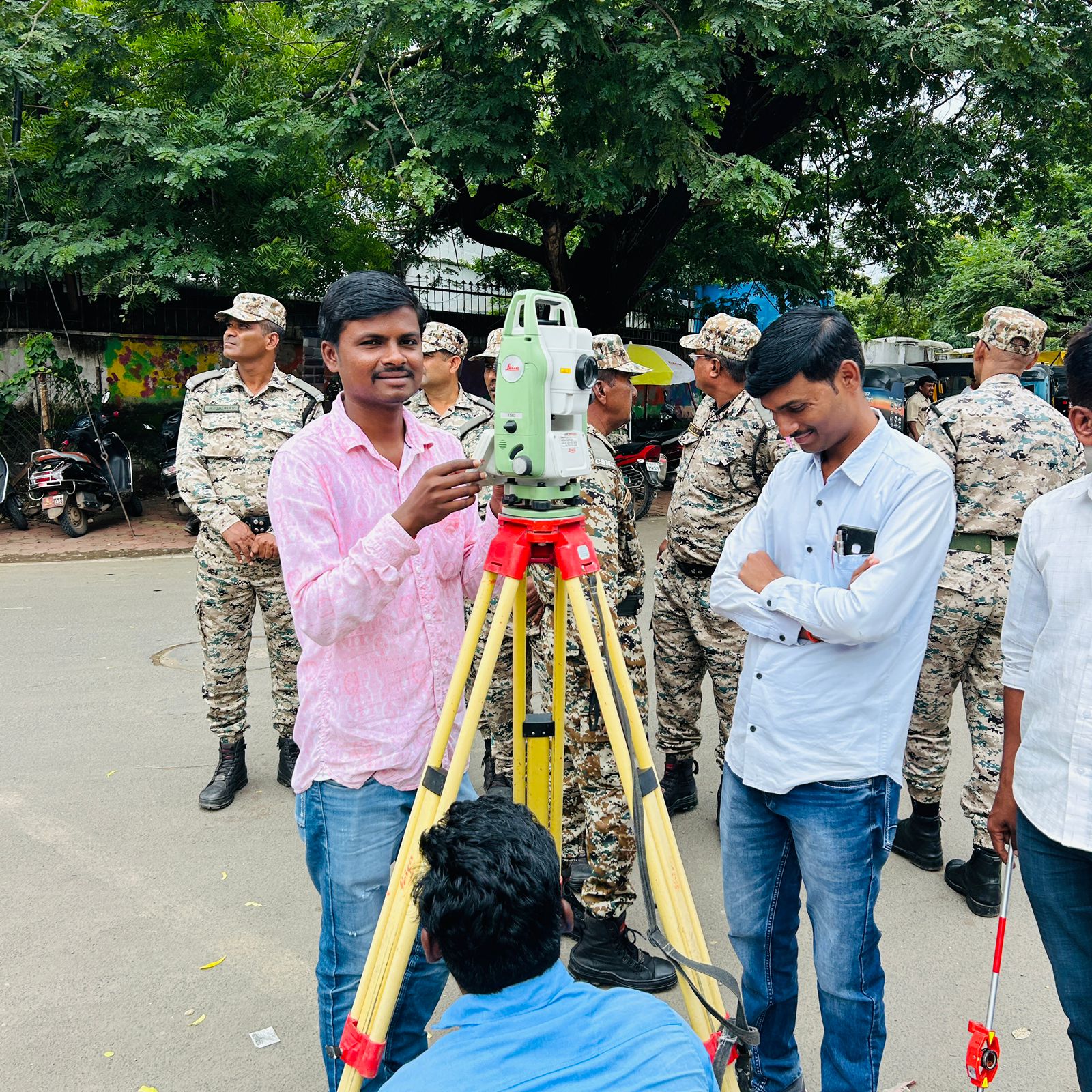 Total station on the DP corridor line under police escort